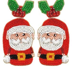 Seed Bead Santa Claus Earring